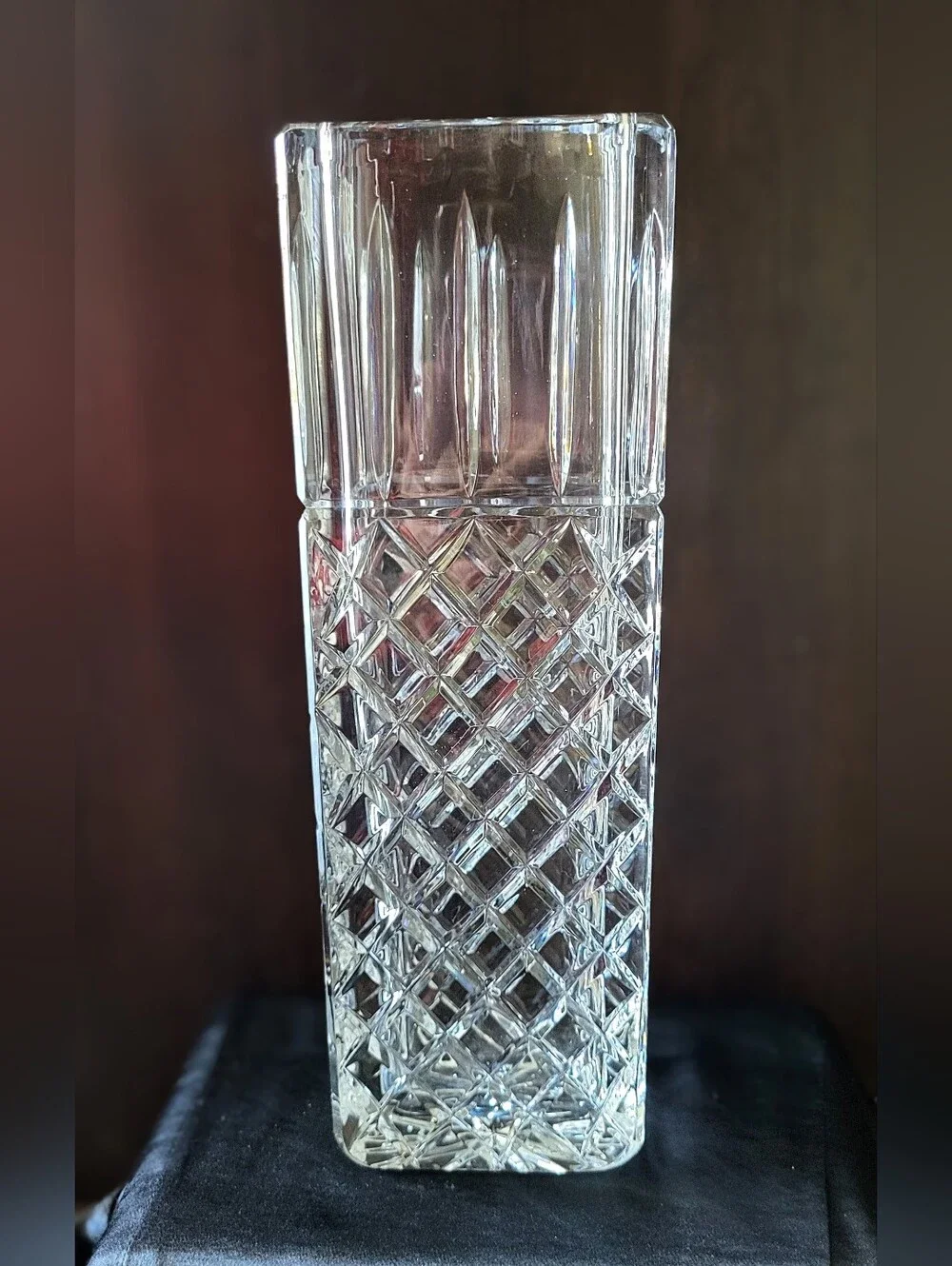 Vintage Brilliant Cut Crystal Vase | Architectural Rectangular Design - Picture 4 of 7